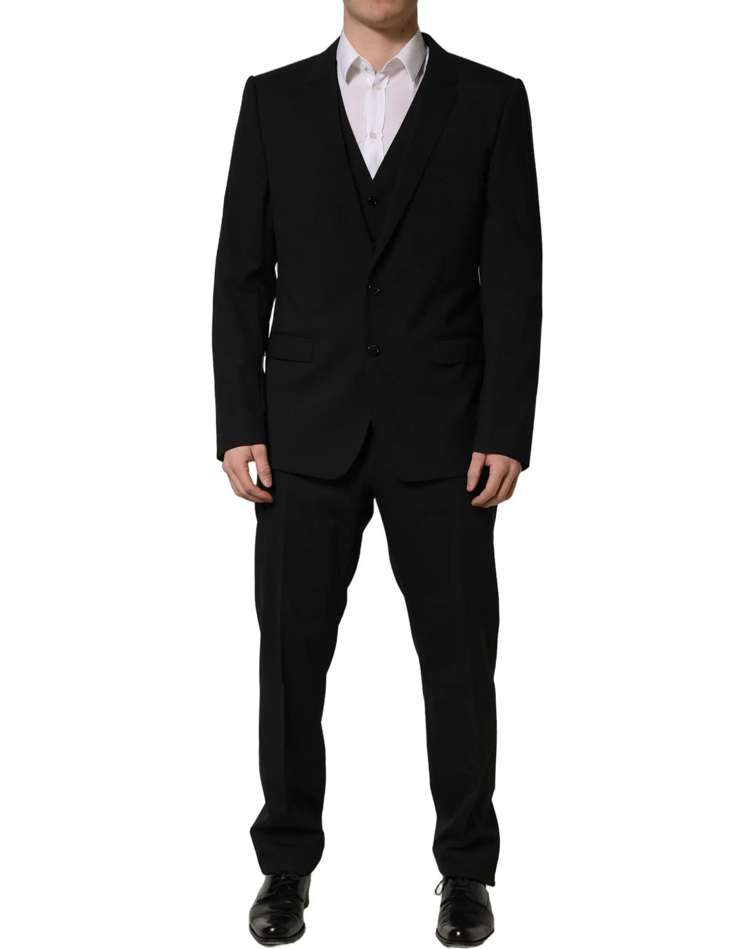 Dolce &amp; Gabbana Black Wool Slim Fit Formal 3 Piece Men Suit