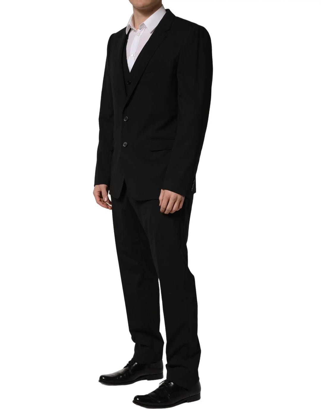 Dolce &amp; Gabbana Black Wool Slim Fit Formal 3 Piece Men Suit