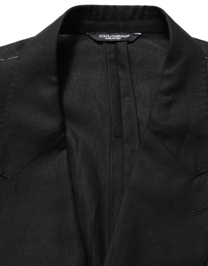 Dolce &amp; Gabbana Sample Sale | Dolce &amp; Gabbana Black Linen Slim Fit Formal 2 Piece Suit - | Designer outlet