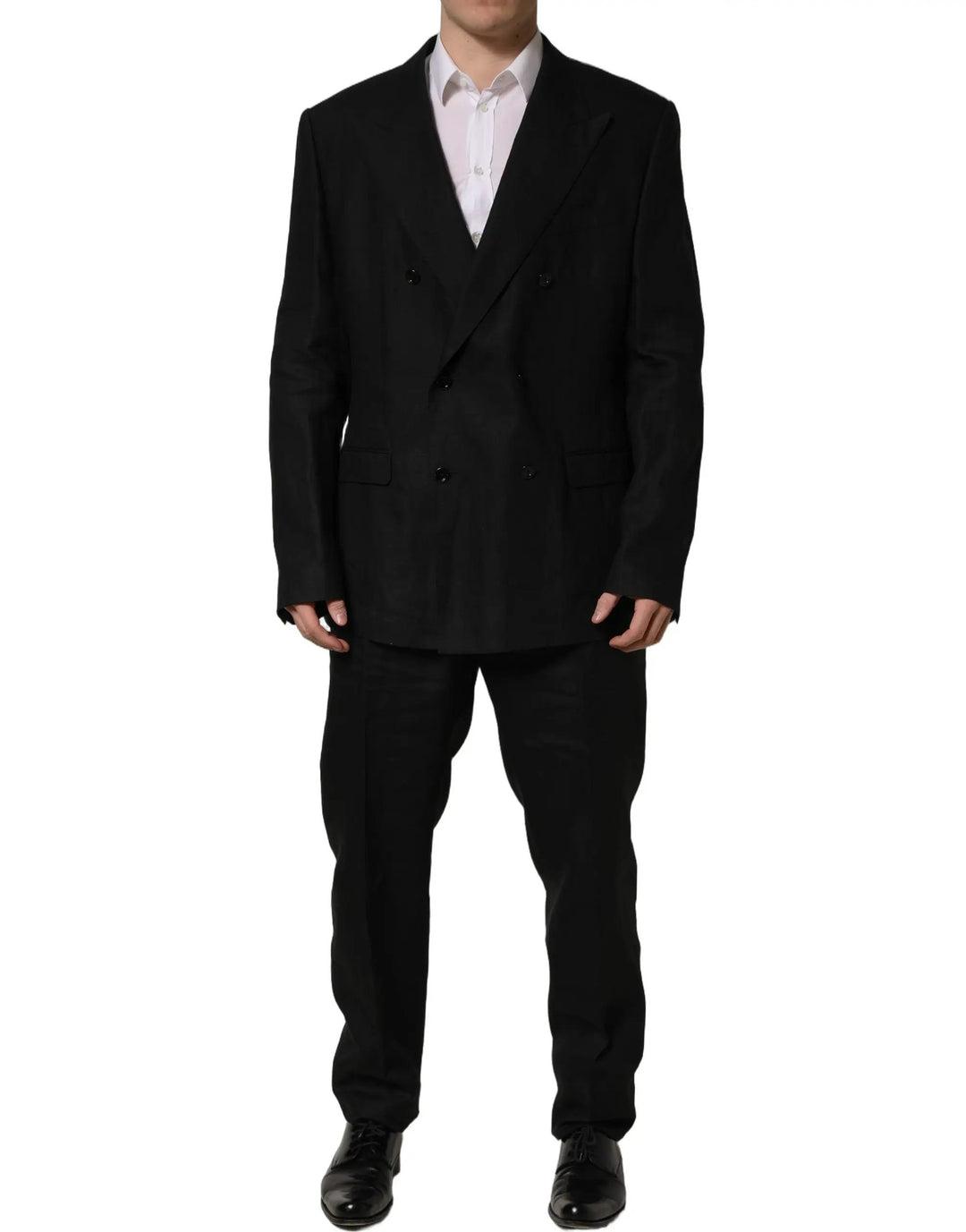 Dolce & Gabbana Sample Sale | Dolce & Gabbana Black Linen Slim Fit Formal 2 Piece Suit - | Designer outlet
