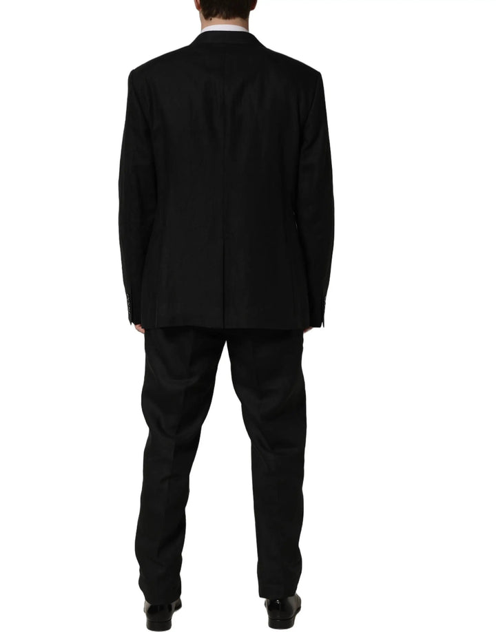 Dolce &amp; Gabbana Sample Sale | Dolce &amp; Gabbana Black Linen Slim Fit Formal 2 Piece Suit - | Designer outlet