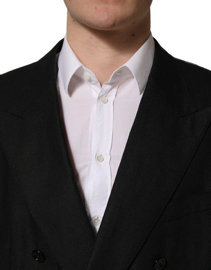 Dolce &amp; Gabbana Sample Sale | Dolce &amp; Gabbana Black Linen Slim Fit Formal 2 Piece Suit - | Designer outlet