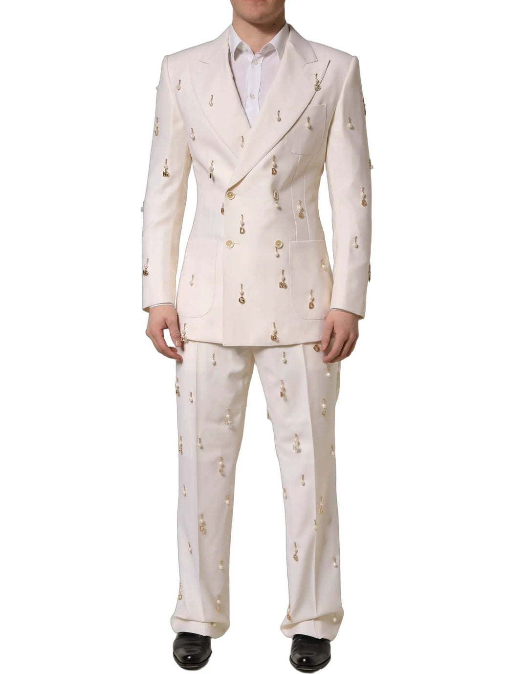 Dolce & Gabbana Sample Sale | Dolce & Gabbana White Wool Slim Fit Formal 2 Piece Men Suit - | Designer outlet