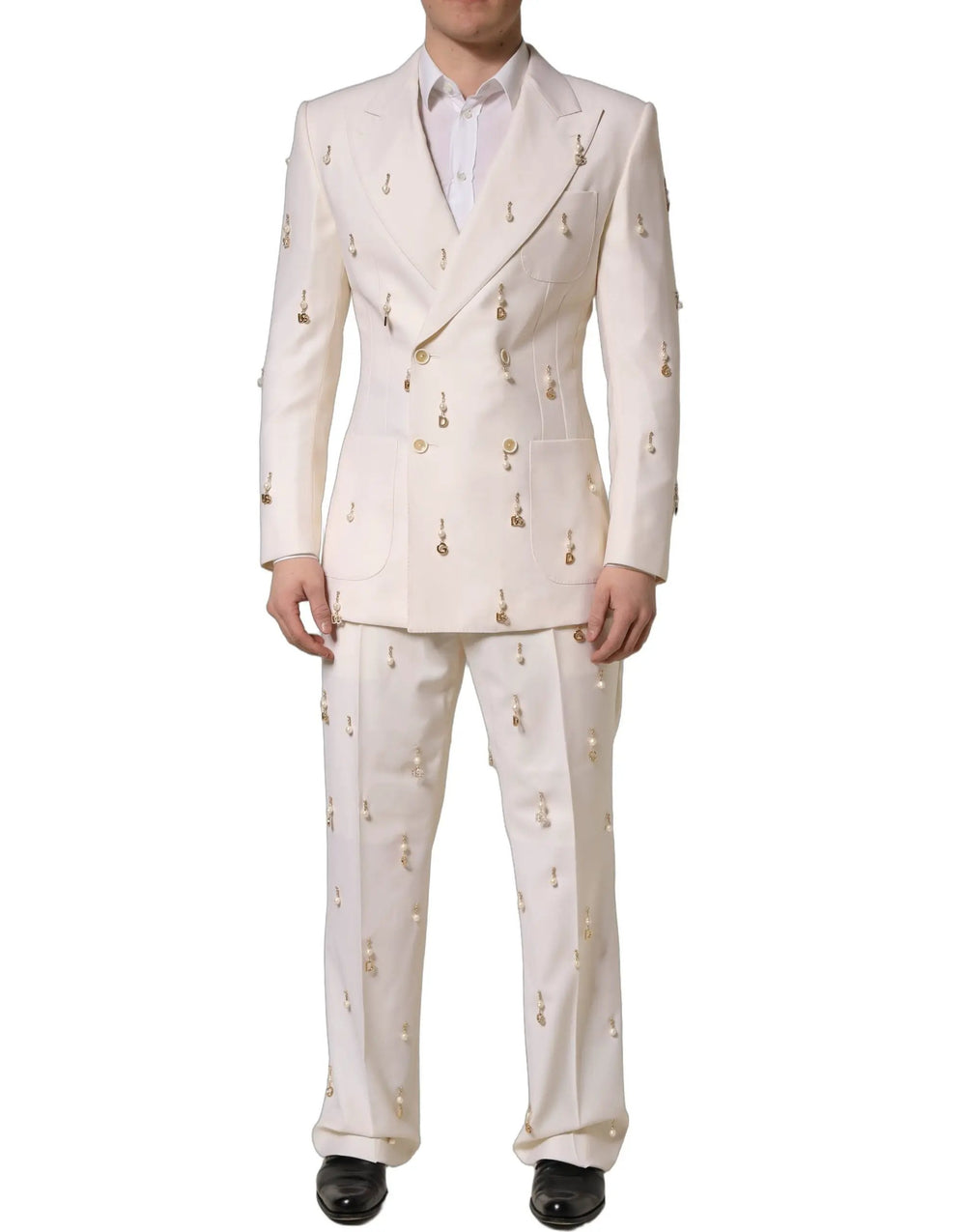 Dolce & Gabbana Sample Sale | Dolce & Gabbana White Wool Slim Fit Formal 2 Piece Men Suit - | Designer outlet