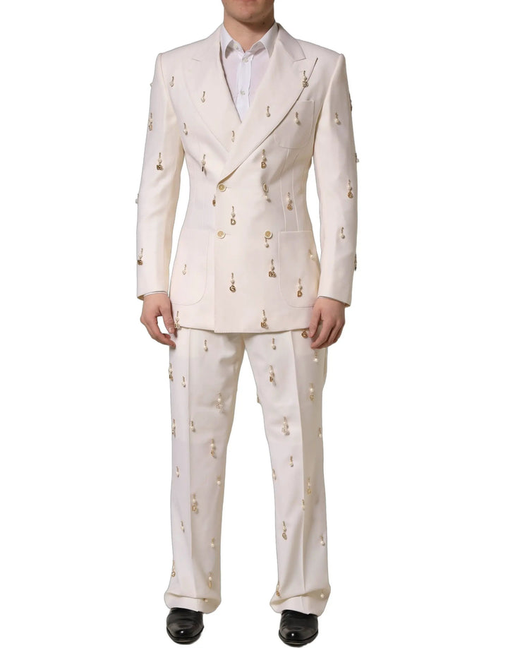 Dolce &amp; Gabbana Sample Sale | Dolce &amp; Gabbana White Wool Slim Fit Formal 2 Piece Men Suit - | Designer outlet