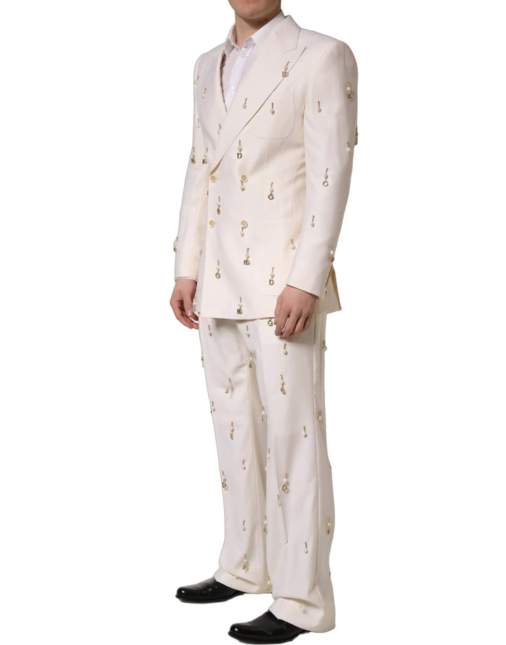 Dolce &amp; Gabbana Sample Sale | Dolce &amp; Gabbana White Wool Slim Fit Formal 2 Piece Men Suit - | Designer outlet