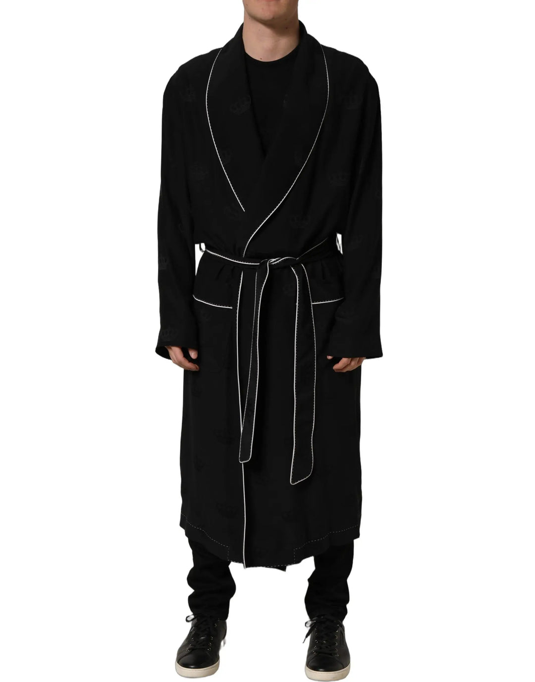 Dolce &amp; Gabbana Sample Sale | Dolce &amp; Gabbana Black 100% Silk Robe Men Wrap Coat Jacket - | Designer outlet