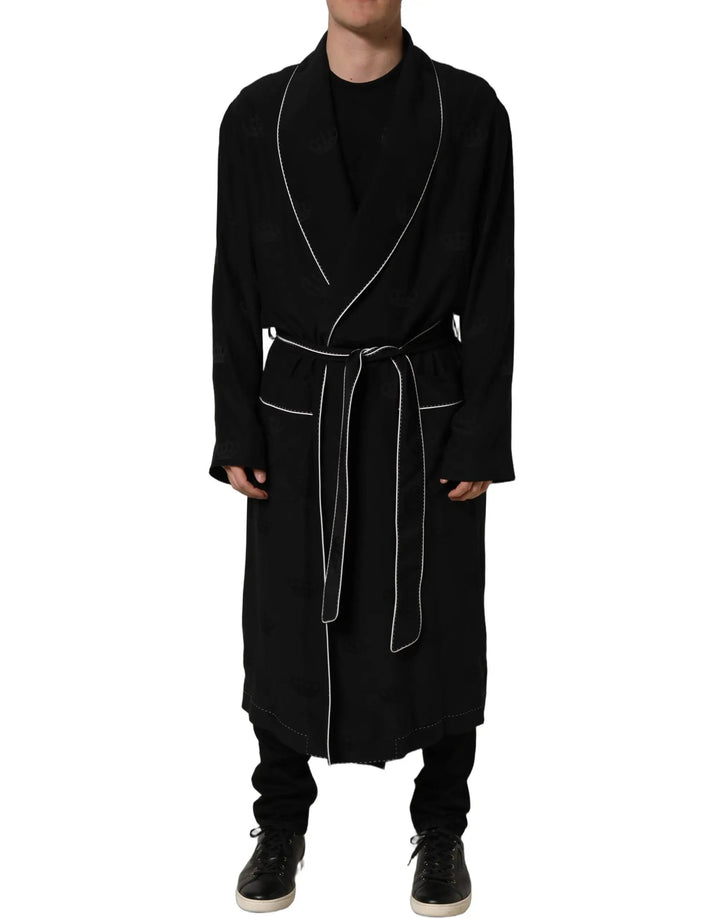 Dolce &amp; Gabbana Sample Sale | Dolce &amp; Gabbana Black 100% Silk Robe Men Wrap Coat Jacket - | Designer outlet
