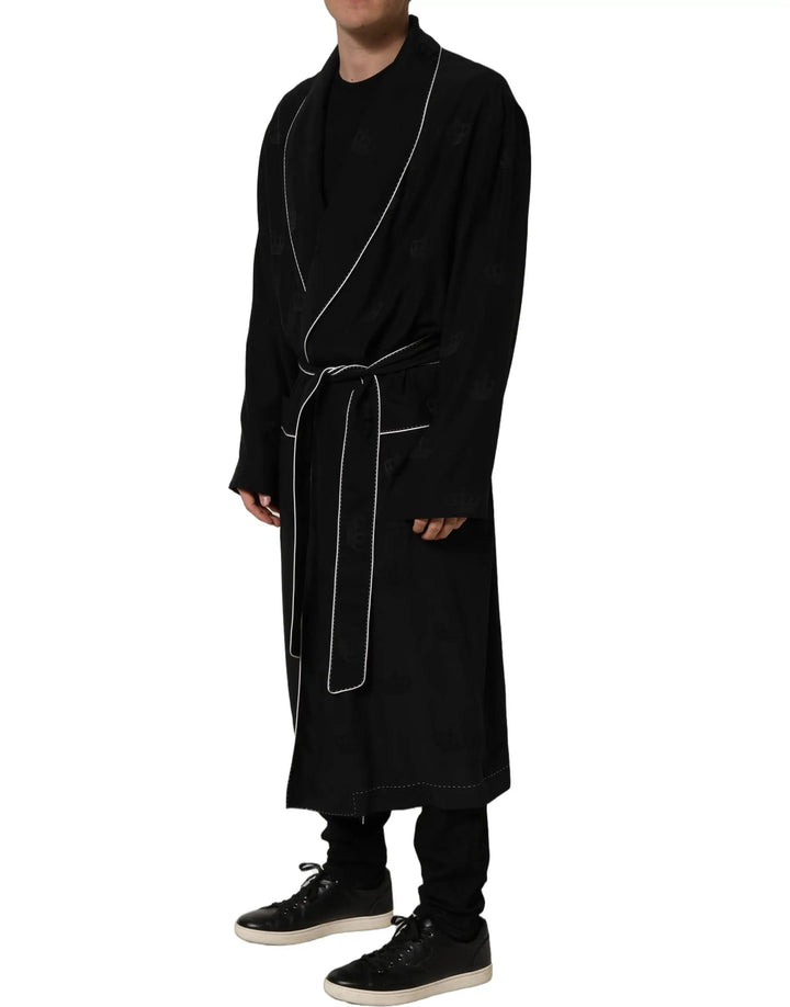 Dolce &amp; Gabbana Sample Sale | Dolce &amp; Gabbana Black 100% Silk Robe Men Wrap Coat Jacket - | Designer outlet