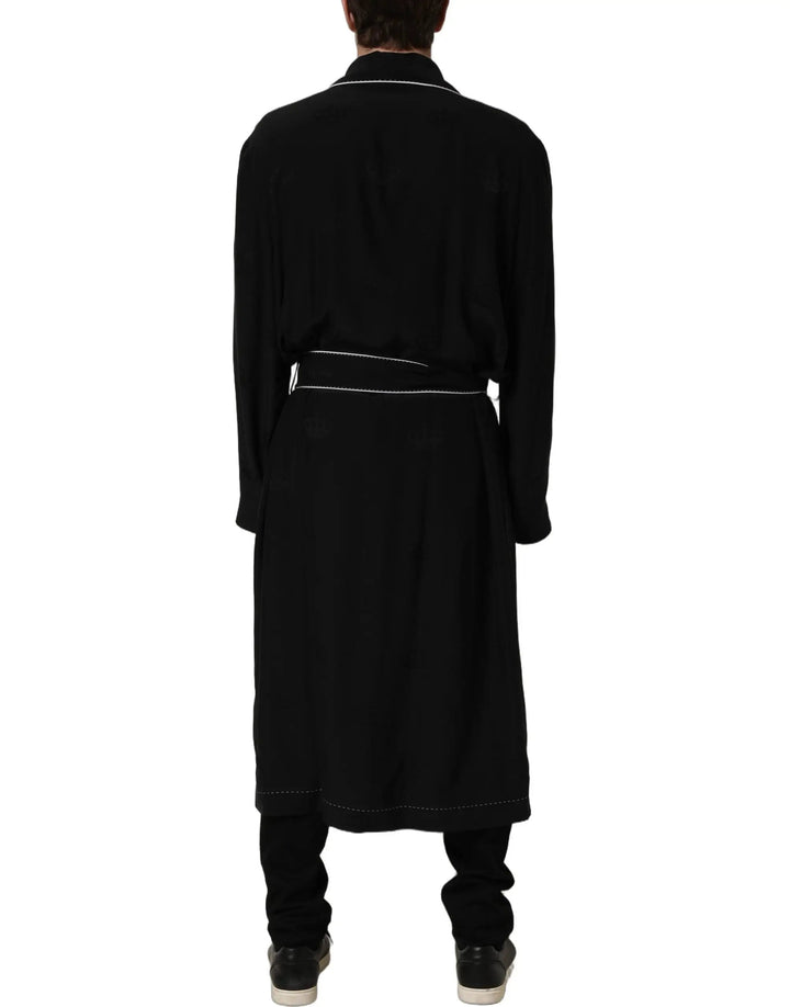 Dolce &amp; Gabbana Sample Sale | Dolce &amp; Gabbana Black 100% Silk Robe Men Wrap Coat Jacket - | Designer outlet