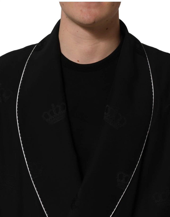 Dolce &amp; Gabbana Sample Sale | Dolce &amp; Gabbana Black 100% Silk Robe Men Wrap Coat Jacket - | Designer outlet