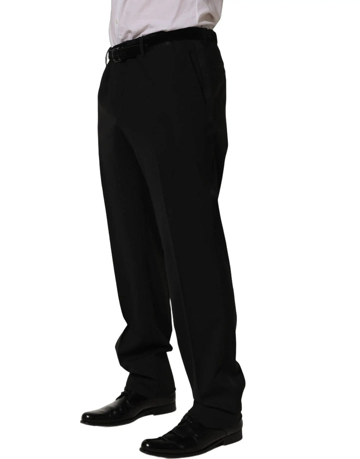 Dolce &amp; Gabbana Sample Sale | Dolce &amp; Gabbana Black Wool Tapered Leg Dress Trouser Pants - | Designer outlet