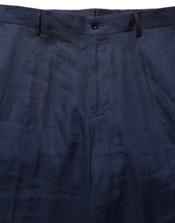 Dolce &amp; Gabbana Sample Sale | Dolce &amp; Gabbana Blue Linen Straight Men Dress Trouser Pants - | Designer outlet