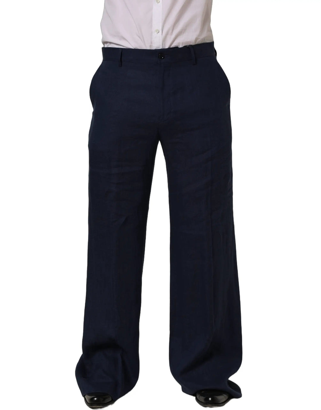 Dolce & Gabbana Sample Sale | Dolce & Gabbana Blue Linen Straight Men Dress Trouser Pants - | Designer outlet