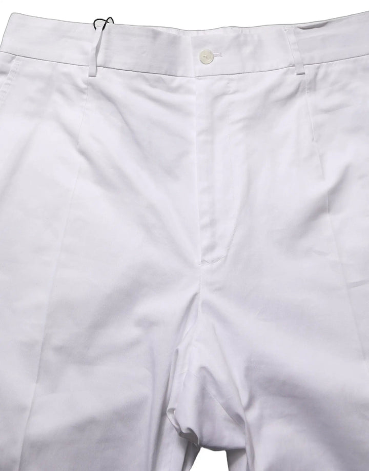 Dolce &amp; Gabbana Sample Sale | Dolce &amp; Gabbana White Cotton Tapered Leg Dress Trouser Pants - | Designer outlet