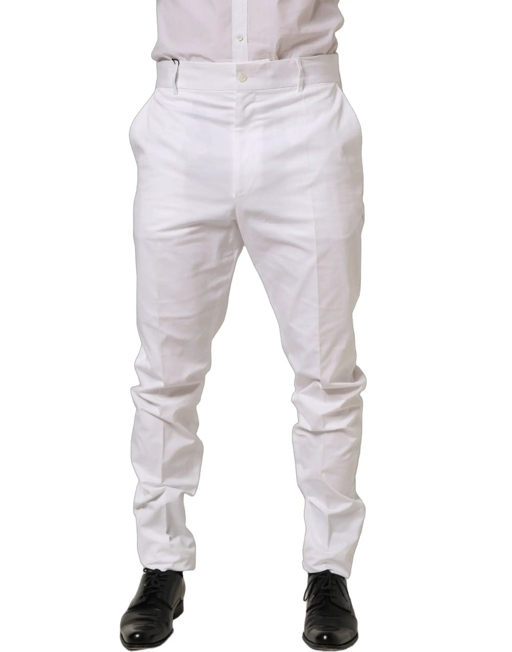 Dolce & Gabbana Sample Sale | Dolce & Gabbana White Cotton Tapered Leg Dress Trouser Pants - | Designer outlet