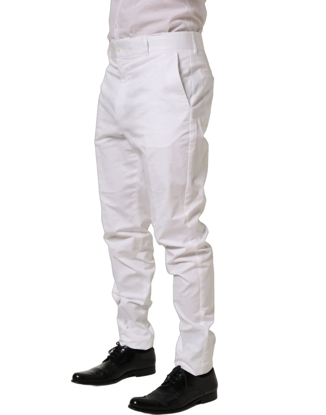 Dolce &amp; Gabbana Sample Sale | Dolce &amp; Gabbana White Cotton Tapered Leg Dress Trouser Pants - | Designer outlet