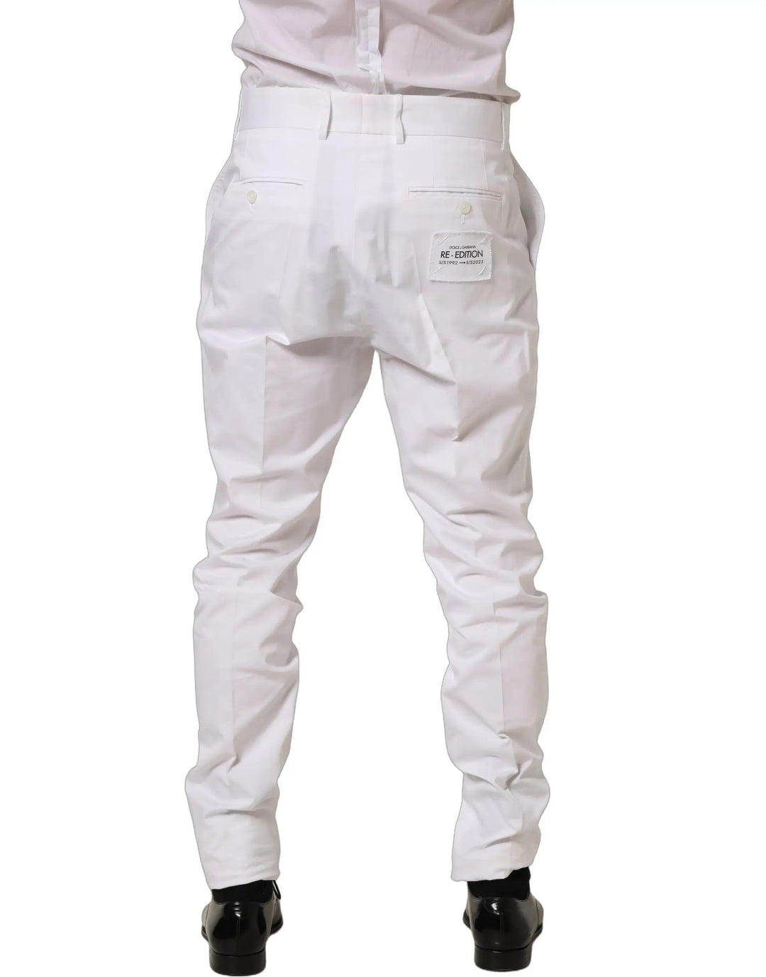 Dolce &amp; Gabbana Sample Sale | Dolce &amp; Gabbana White Cotton Tapered Leg Dress Trouser Pants - | Designer outlet