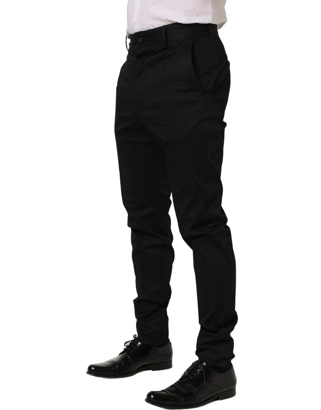 Dolce &amp; Gabbana Sample Sale | Dolce &amp; Gabbana Black Cotton Tapered Leg Dress Trouser Pants - | Designer outlet
