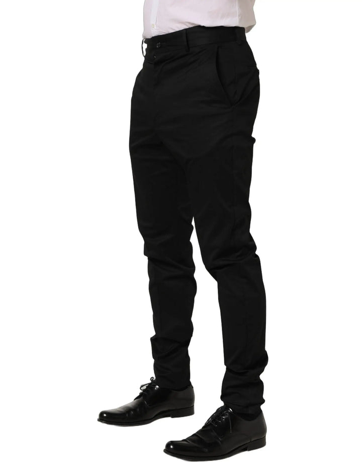 Dolce &amp; Gabbana Sample Sale | Dolce &amp; Gabbana Black Cotton Tapered Leg Dress Trouser Pants - | Designer outlet