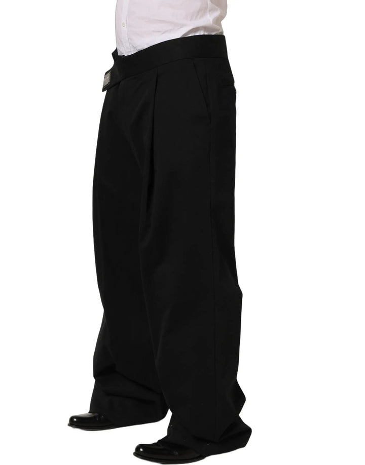 Dolce &amp; Gabbana Sample Sale | Dolce &amp; Gabbana Black Cotton Straight Leg DressTrouser Pants - | Designer outlet
