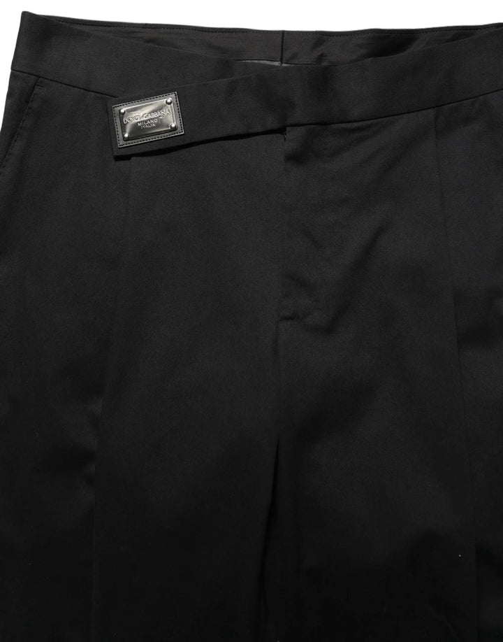 Dolce &amp; Gabbana Sample Sale | Dolce &amp; Gabbana Black Cotton Straight Leg DressTrouser Pants - | Designer outlet