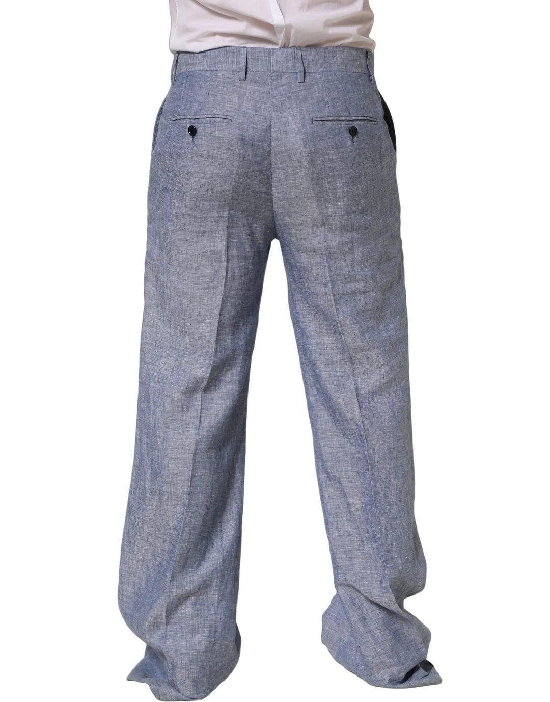 Dolce &amp; Gabbana Sample Sale | Dolce &amp; Gabbana Light Blue Linen Straight Dress Trouser Pants - | Designer outlet
