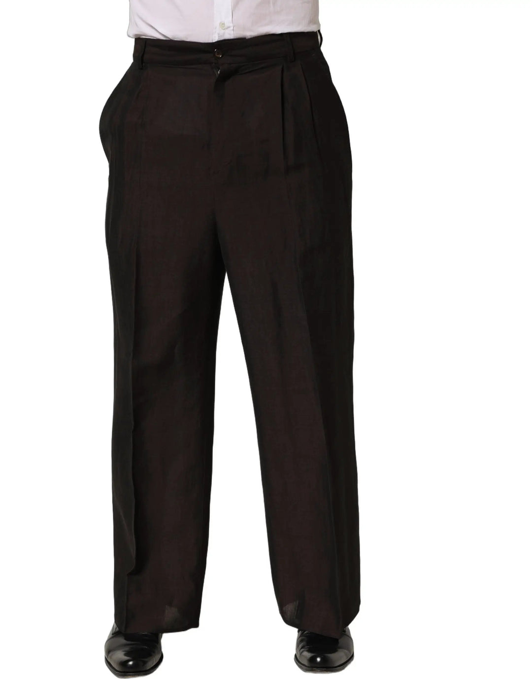 Dolce & Gabbana Sample Sale | Dolce & Gabbana Brown Linen Straight Men Dress Trouser Pants - | Designer outlet