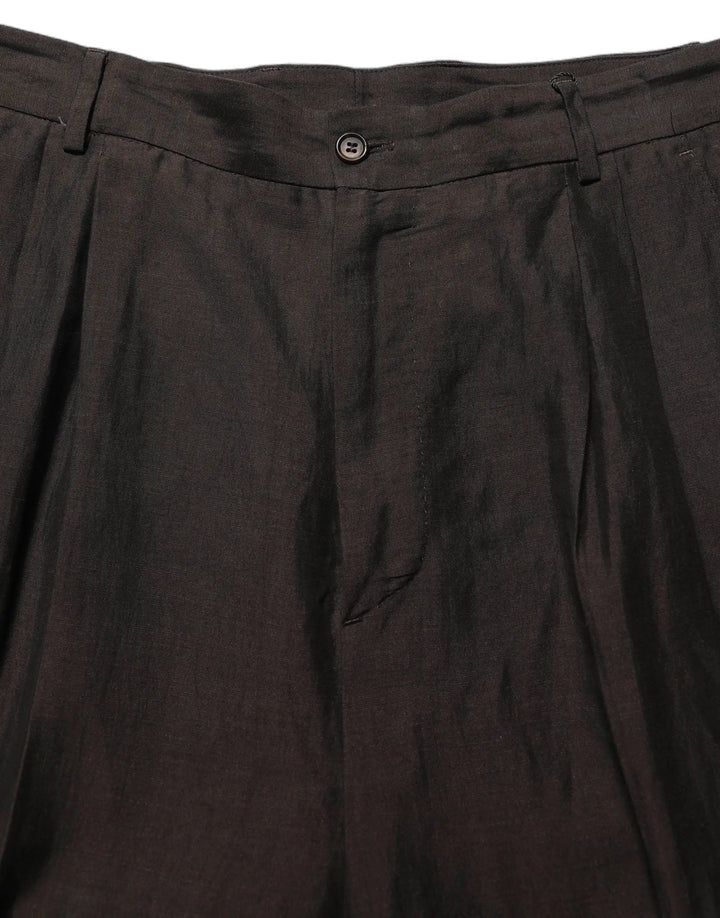 Dolce &amp; Gabbana Sample Sale | Dolce &amp; Gabbana Brown Linen Straight Men Dress Trouser Pants - | Designer outlet