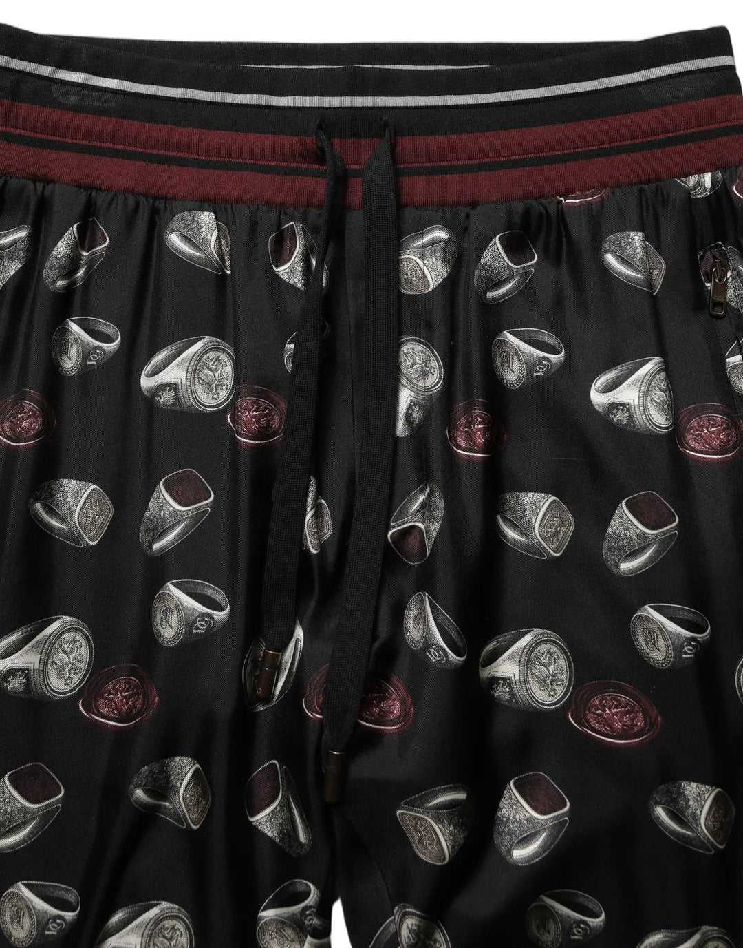 Dolce &amp; Gabbana Sample Sale | Dolce &amp; Gabbana Pants Black Ring Print Silk Jogging Trousers - | Designer outlet