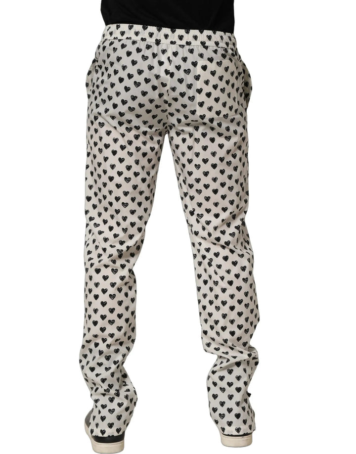 Dolce &amp; Gabbana Sample Sale | Dolce &amp; Gabbana White Graphic Heart Print Men Trousers Pants - | Designer outlet
