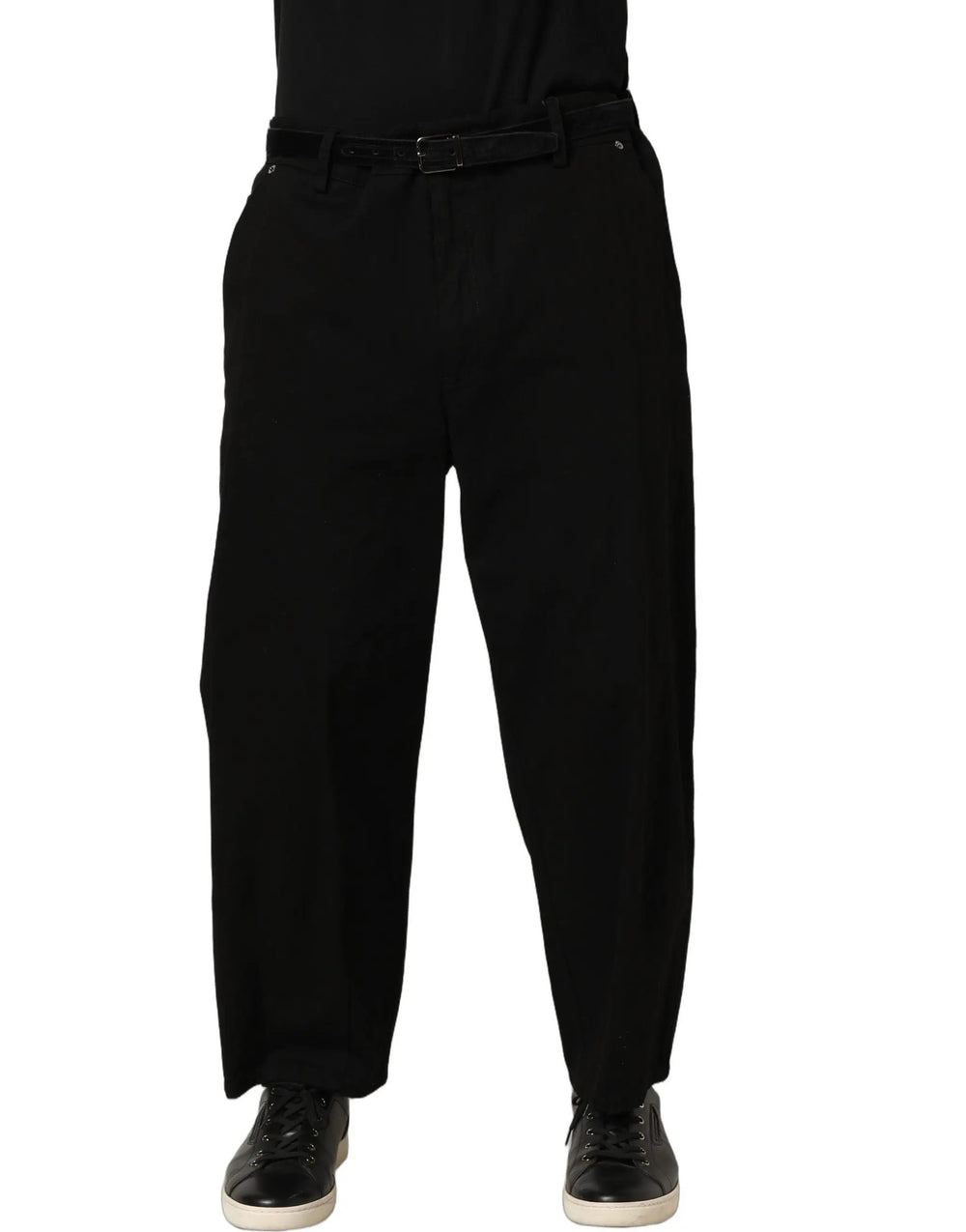 Dolce & Gabbana Sample Sale | Dolce & Gabbana Black Mid Waist Straight Men Trouser Pants - | Designer outlet