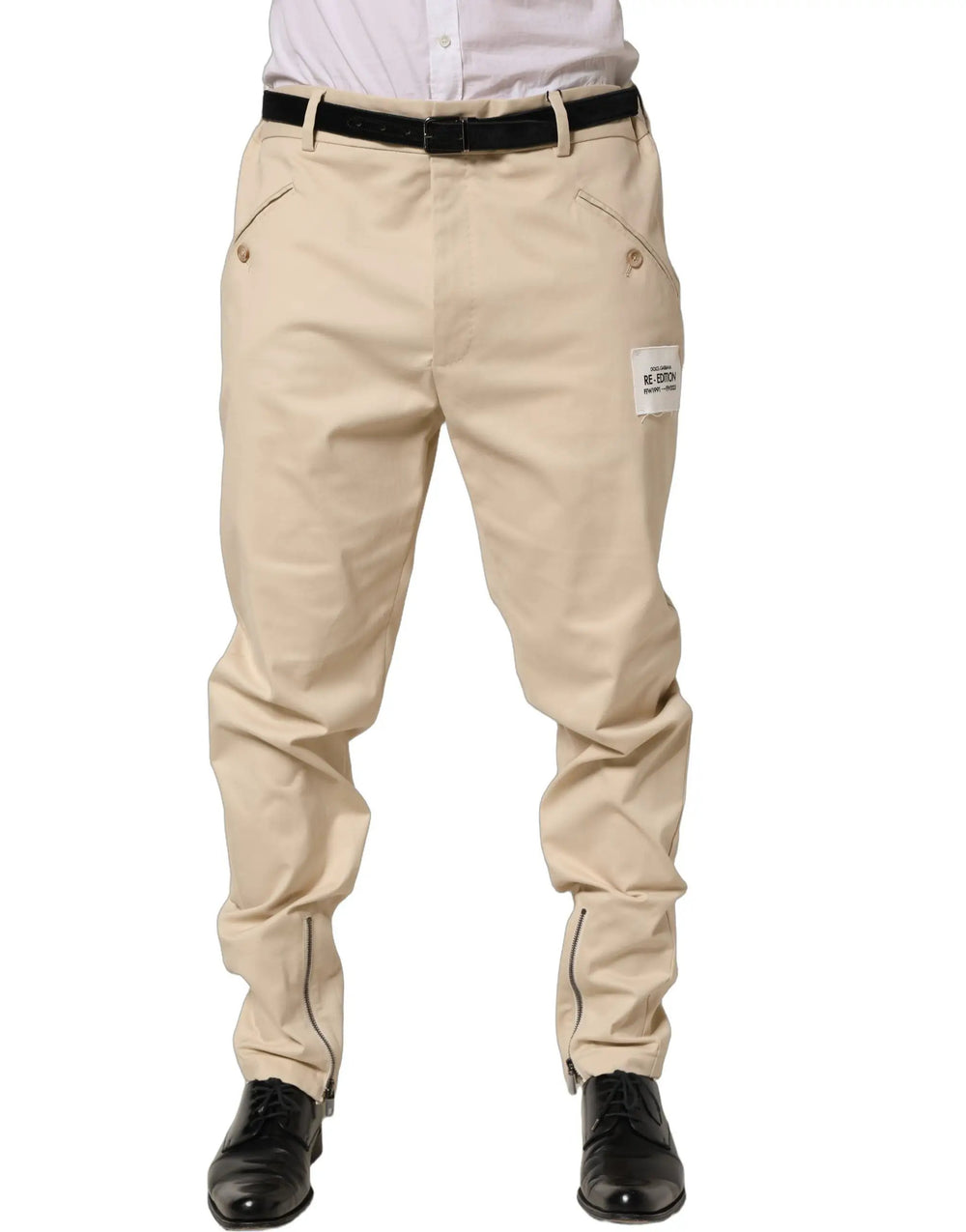 Dolce & Gabbana Sample Sale | Dolce & Gabbana Beige Re-Editon Mid Waist Tapered Men Pants - | Designer outlet