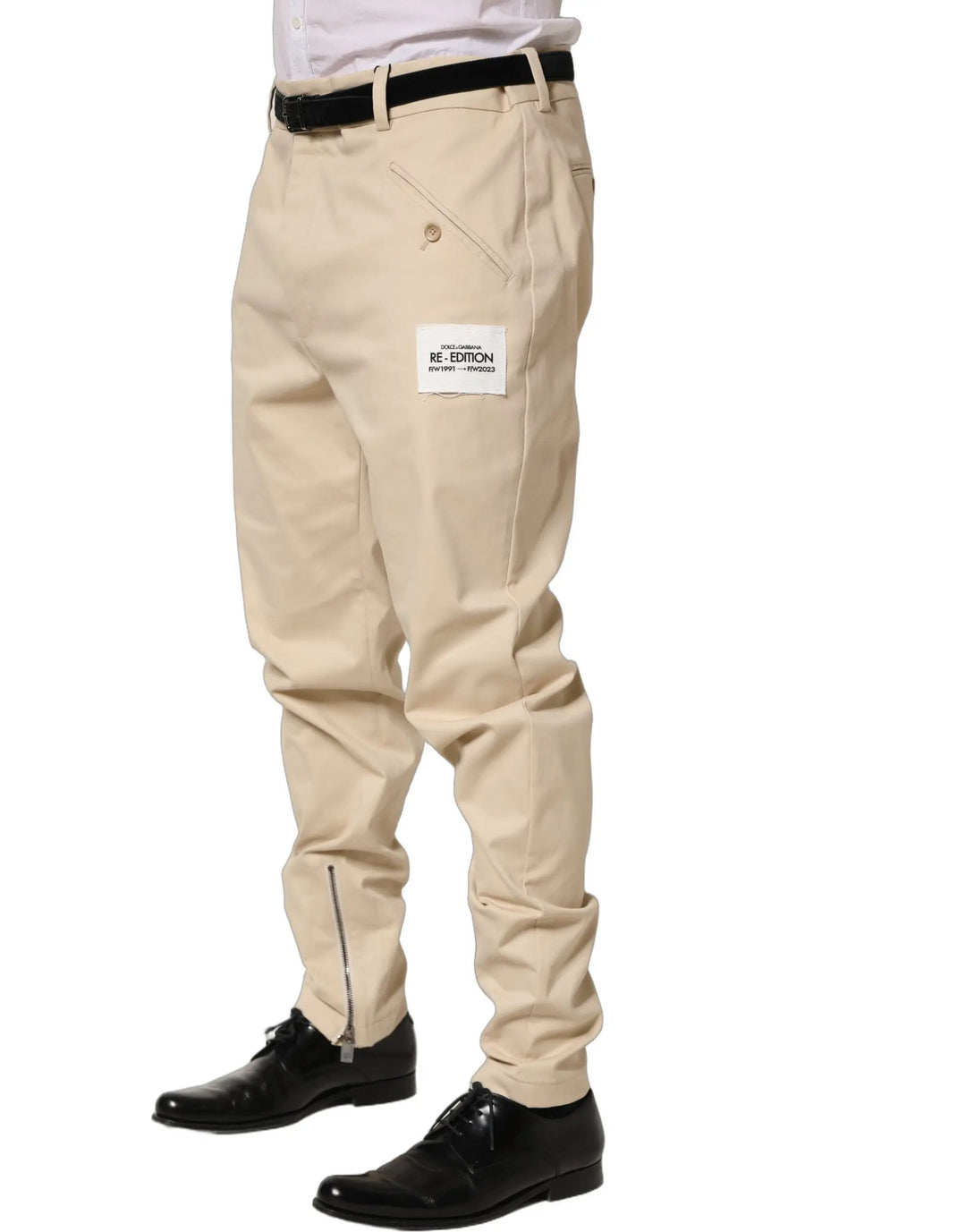 Dolce &amp; Gabbana Sample Sale | Dolce &amp; Gabbana Beige Re-Editon Mid Waist Tapered Men Pants - | Designer outlet