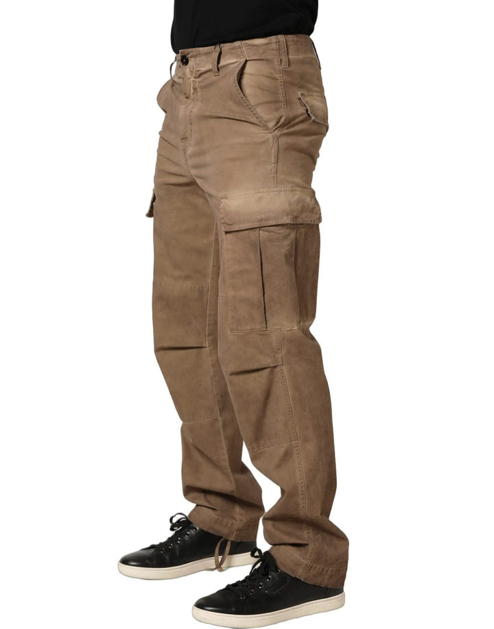 Dolce &amp; Gabbana Sample Sale | Dolce &amp; Gabbana Brown Mid Waist Cargo Straight Trouser Pants - | Designer outlet