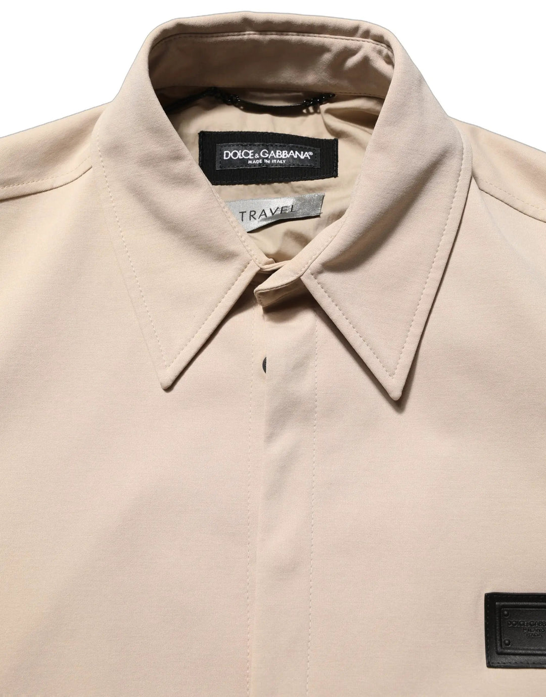 Dolce &amp; Gabbana Sample Sale | Dolce &amp; Gabbana Beige Logo Overshirt Cotton Men Casual Shirt - | Designer outlet