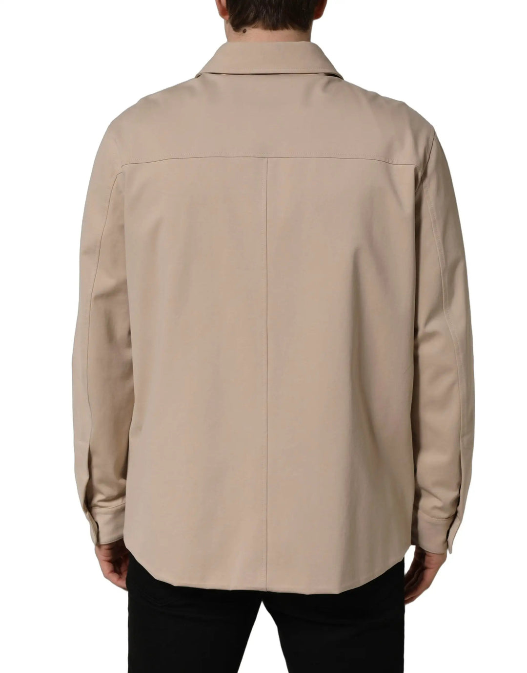 Dolce &amp; Gabbana Sample Sale | Dolce &amp; Gabbana Beige Logo Overshirt Cotton Men Casual Shirt - | Designer outlet