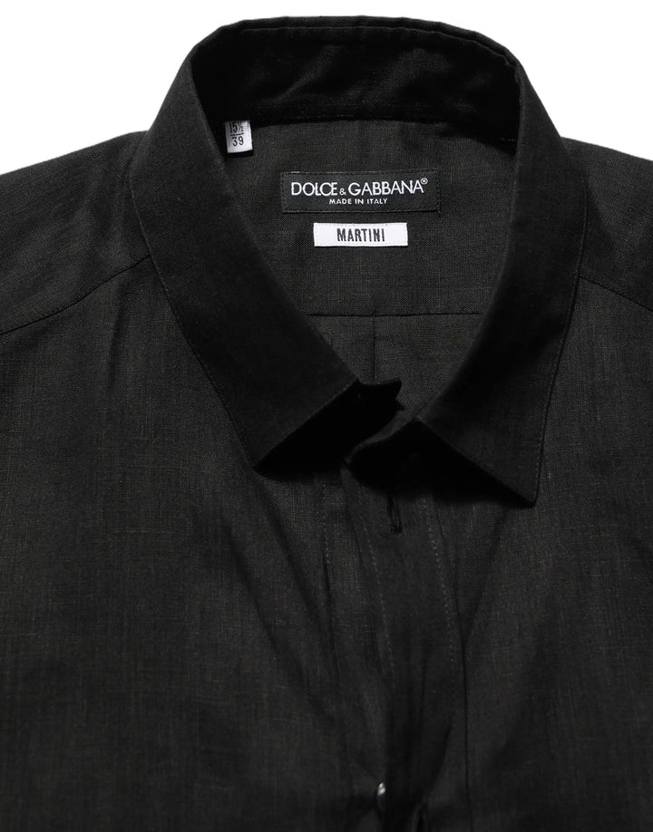 Dolce &amp; Gabbana Sample Sale | Dolce &amp; Gabbana Black MARTINI Long Sleeves Linen Dess Shirt - | Designer outlet