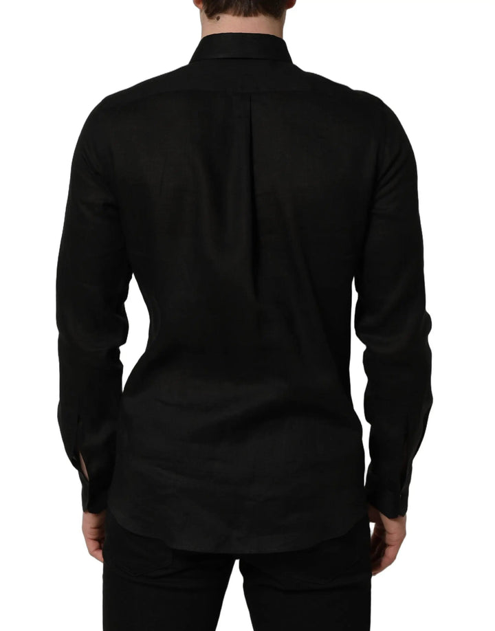 Dolce &amp; Gabbana Sample Sale | Dolce &amp; Gabbana Black MARTINI Long Sleeves Linen Dess Shirt - | Designer outlet
