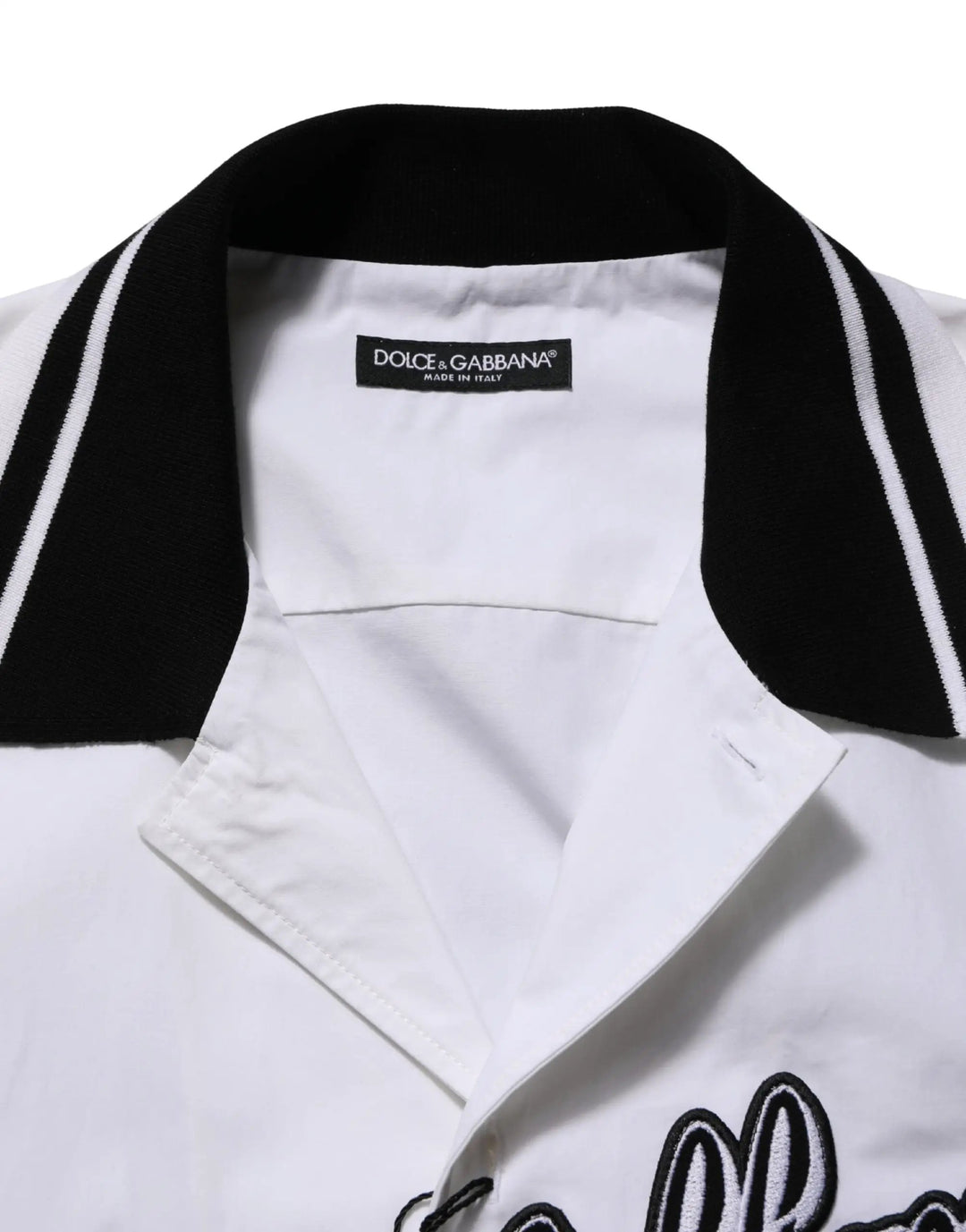 Dolce &amp; Gabbana Sample Sale | Dolce &amp; Gabbana White LogoPatch Cotton Baseball Casual Shirt - | Designer outlet