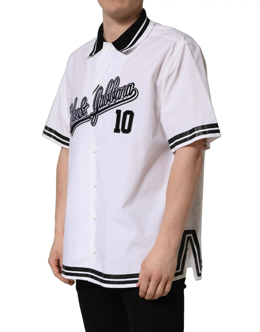 Dolce &amp; Gabbana Sample Sale | Dolce &amp; Gabbana White LogoPatch Cotton Baseball Casual Shirt - | Designer outlet