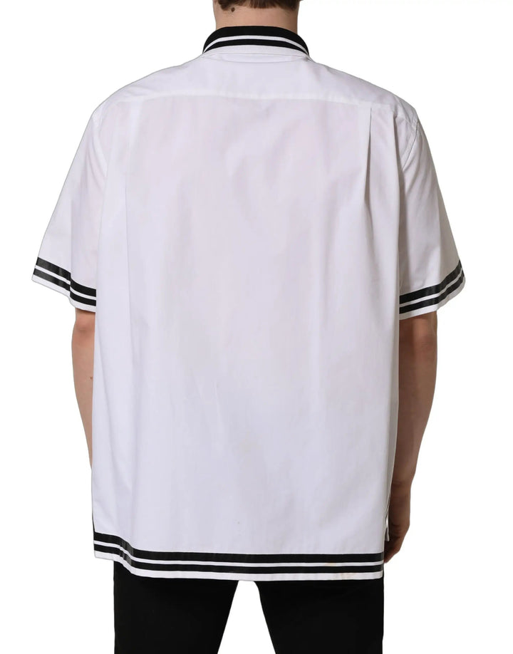 Dolce &amp; Gabbana Sample Sale | Dolce &amp; Gabbana White LogoPatch Cotton Baseball Casual Shirt - | Designer outlet