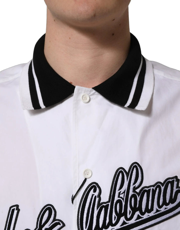 Dolce &amp; Gabbana Sample Sale | Dolce &amp; Gabbana White LogoPatch Cotton Baseball Casual Shirt - | Designer outlet