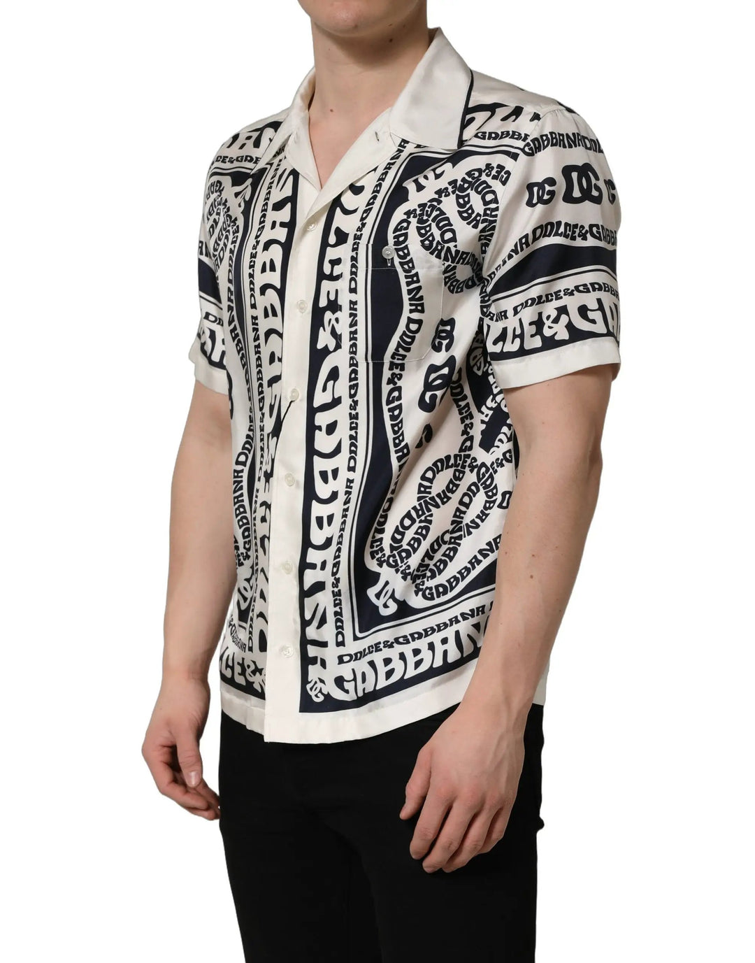 Dolce &amp; Gabbana Sample Sale | Dolce &amp; Gabbana Black White Logo Bandana Short Sleeves Shirt - | Designer outlet