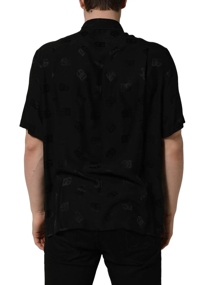 Dolce &amp; Gabbana Sample Sale | Dolce &amp; Gabbana Black Logo Monogram Short Sleeves Men Shirt - | Designer outlet