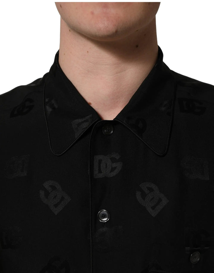 Dolce &amp; Gabbana Sample Sale | Dolce &amp; Gabbana Black Logo Monogram Short Sleeves Men Shirt - | Designer outlet