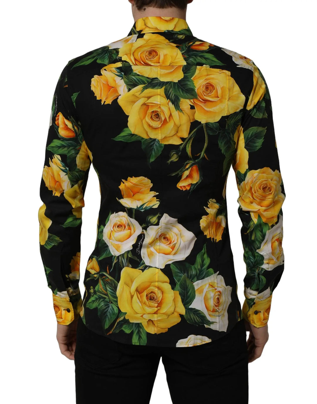 Dolce &amp; Gabbana Sample Sale | Dolce &amp; Gabbana Black Floral Stretch Cotton SICILIA Fit Dress Shirt - | Designer outlet