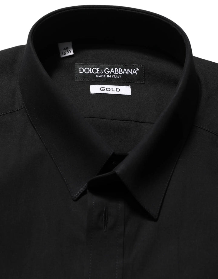 Dolce &amp; Gabbana Sample Sale | Dolce &amp; Gabbana Black Cotton Stretch GOLD Fit Dress Shirt - | Designer outlet