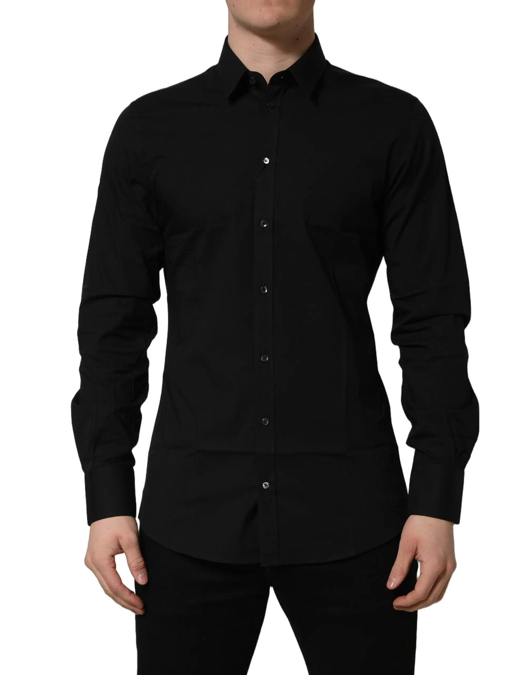 Dolce & Gabbana Sample Sale | Dolce & Gabbana Black Cotton Stretch GOLD Fit Dress Shirt - | Designer outlet