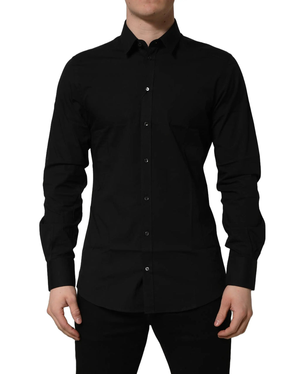 Dolce & Gabbana Sample Sale | Dolce & Gabbana Black Cotton Stretch GOLD Fit Dress Shirt - | Designer outlet